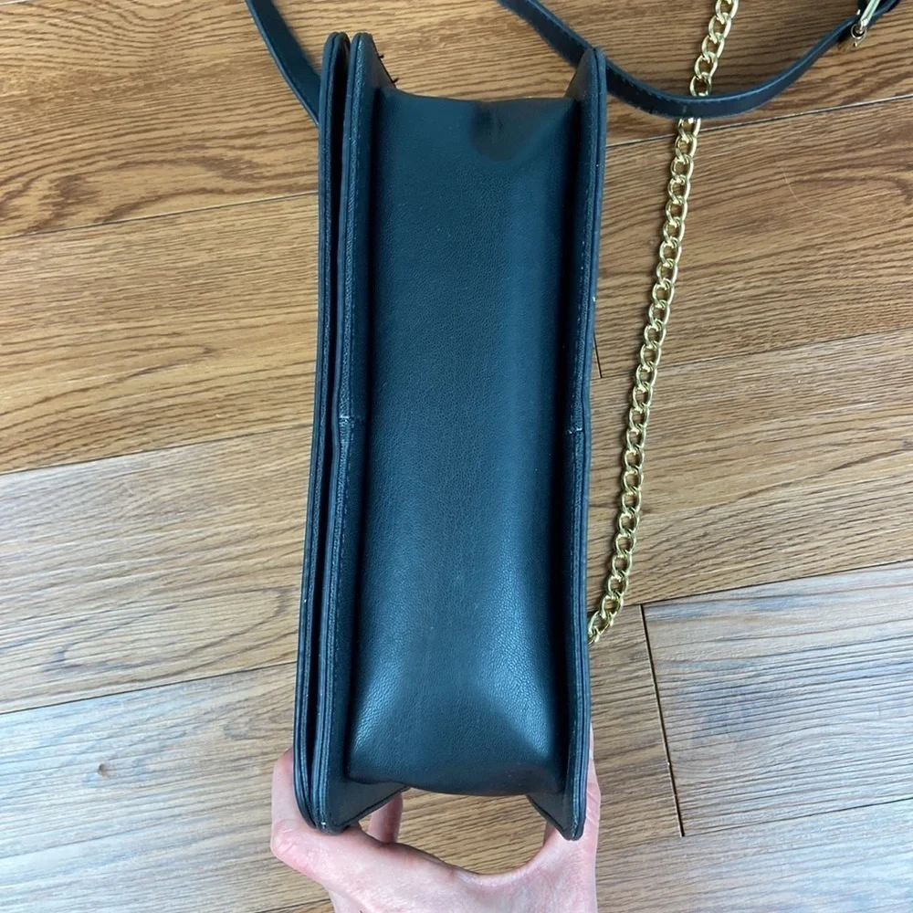 Badgley Mischka Quilted Studded Black Vegan Leather Cross Body Bag